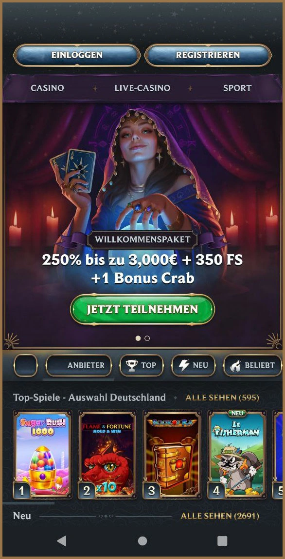 Optimierte mobile Version der AstroMania-Website