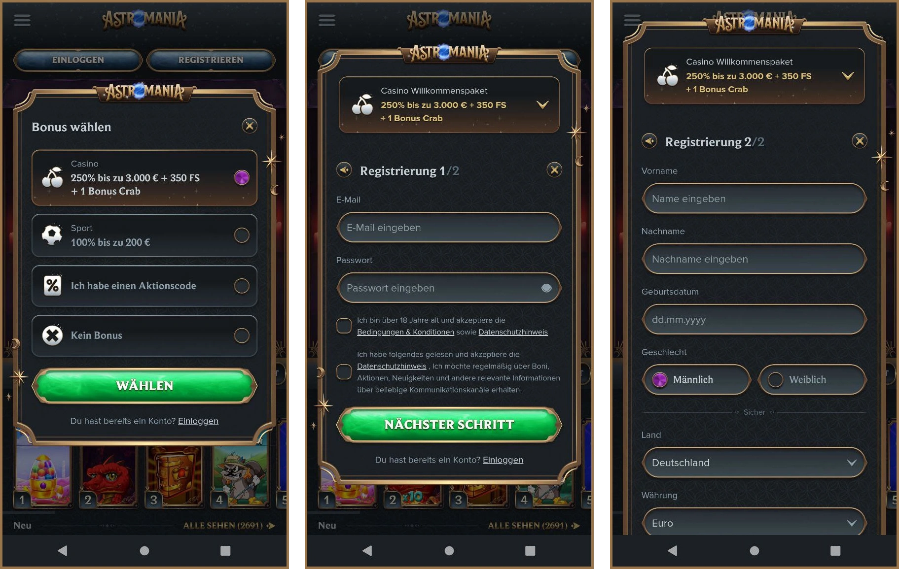 Werde heute Mitglied bei AstroManiamit schneller Registrierung