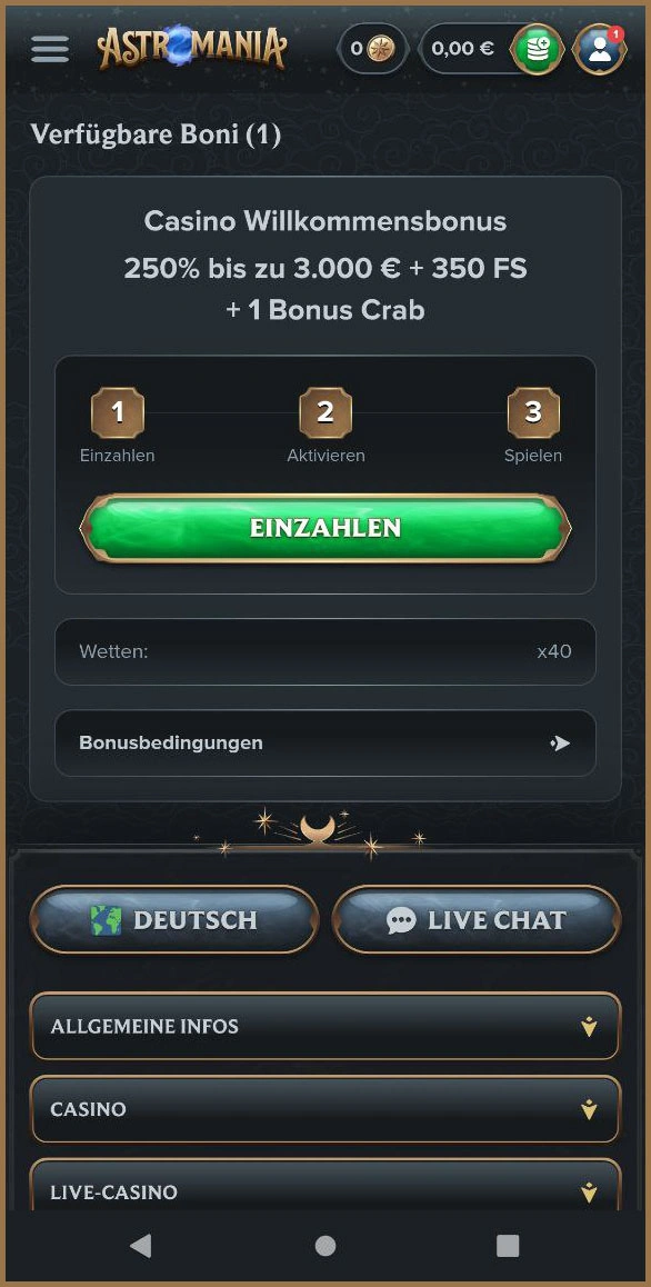 Exklusiver Willkommensbonus im AstroMania